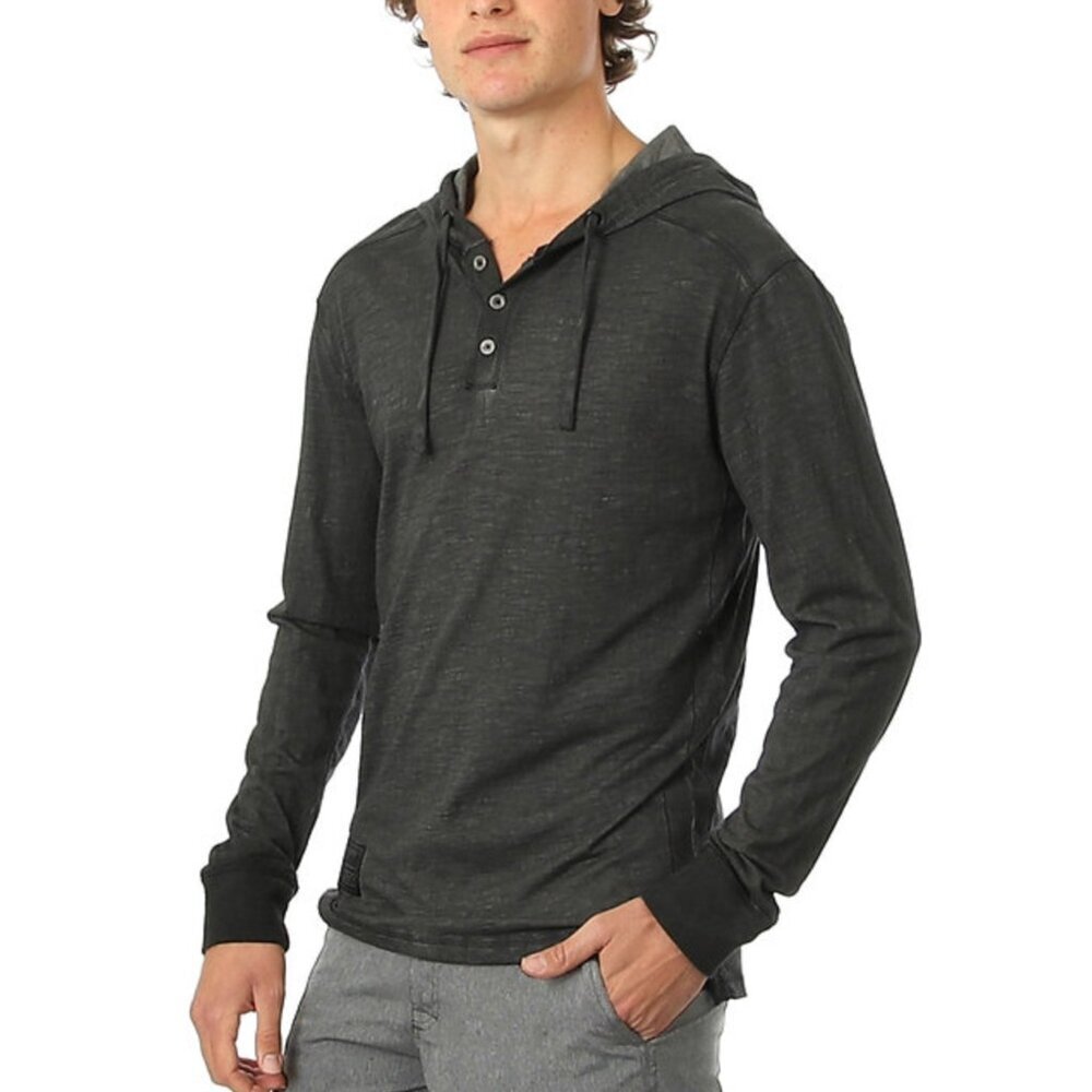 NWT - Men's Long Sleeve Lightweight Fashion Hooded Henley